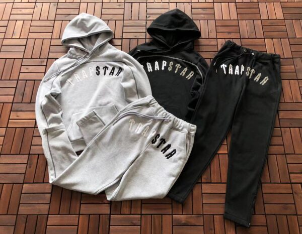 Trapstar Trousers Hoodie Set Black and Grey