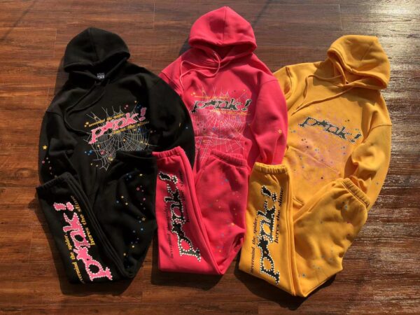 Sp5der Hoodie Trousers Black, Pink, Yellow